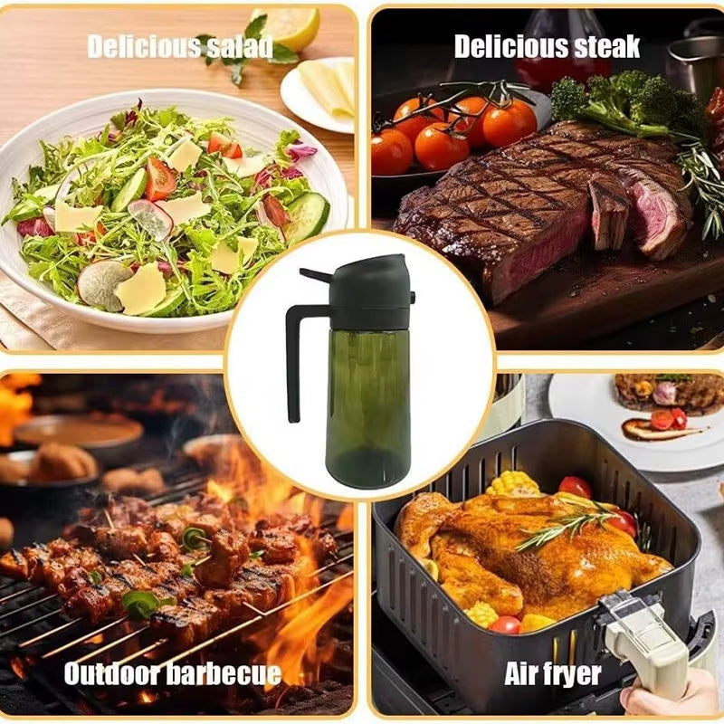 LOVFE New 16Oz Multifunction Glass Olive Oil Sprayers Mister Vinegar Dispenser Oil Spray Bottle 2 in 1 Oil Dispenser for Cooking