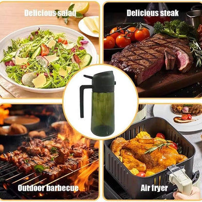 LOVFE New 16Oz Multifunction Glass Olive Oil Sprayers Mister Vinegar Dispenser Oil Spray Bottle 2 in 1 Oil Dispenser for Cooking