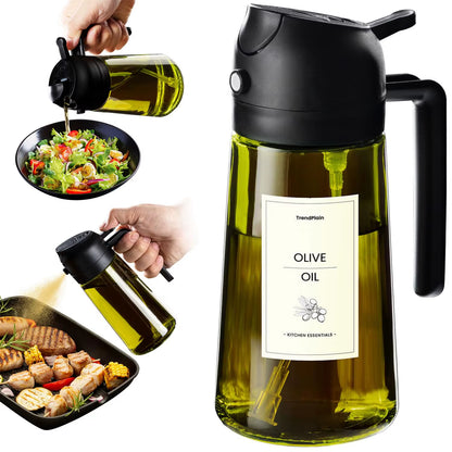 LOVFE New 16Oz Multifunction Glass Olive Oil Sprayers Mister Vinegar Dispenser Oil Spray Bottle 2 in 1 Oil Dispenser for Cooking