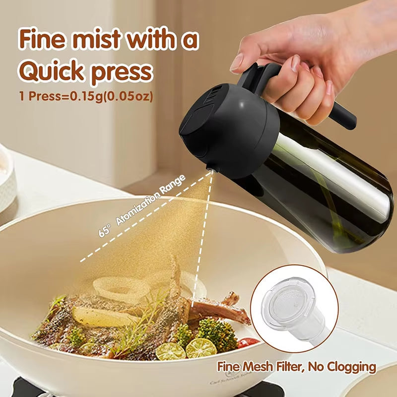LOVFE New 16Oz Multifunction Glass Olive Oil Sprayers Mister Vinegar Dispenser Oil Spray Bottle 2 in 1 Oil Dispenser for Cooking